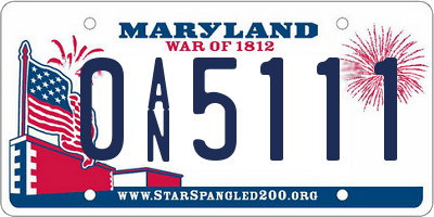 MD license plate 0AN5111
