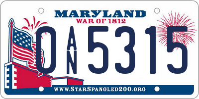 MD license plate 0AN5315
