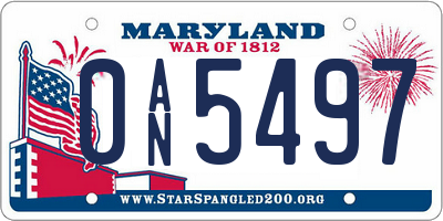 MD license plate 0AN5497