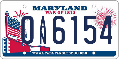 MD license plate 0AN6154