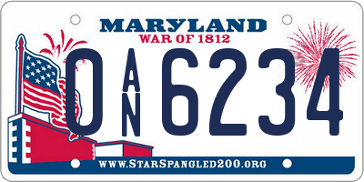 MD license plate 0AN6234