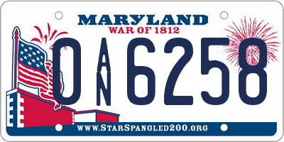 MD license plate 0AN6258