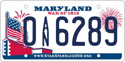 MD license plate 0AN6289
