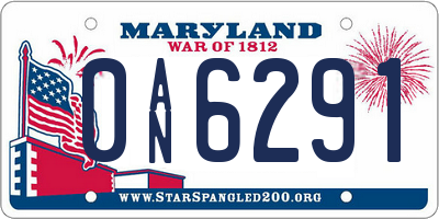 MD license plate 0AN6291