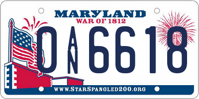 MD license plate 0AN6618