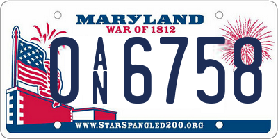 MD license plate 0AN6758