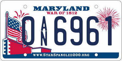 MD license plate 0AN6961
