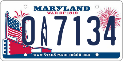 MD license plate 0AN7134