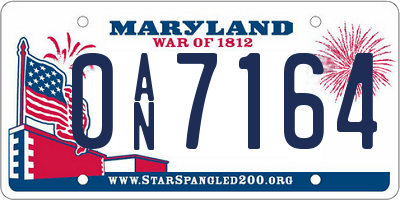 MD license plate 0AN7164