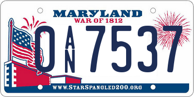 MD license plate 0AN7537