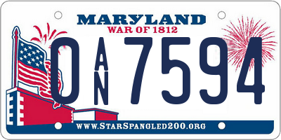 MD license plate 0AN7594