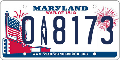 MD license plate 0AN8173