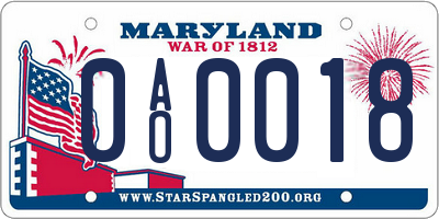MD license plate 0AO0018