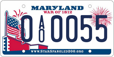 MD license plate 0AO0055