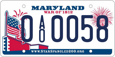 MD license plate 0AO0058