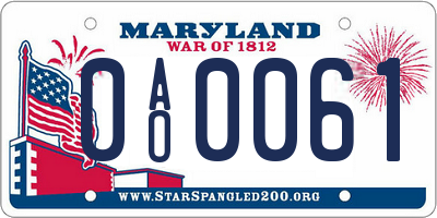 MD license plate 0AO0061
