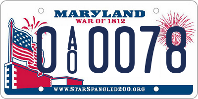 MD license plate 0AO0078