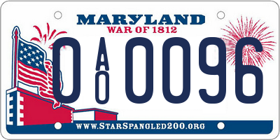 MD license plate 0AO0096