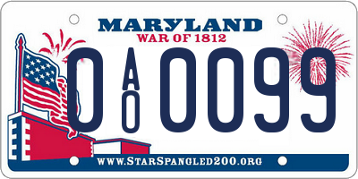 MD license plate 0AO0099
