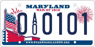 MD license plate 0AO0101