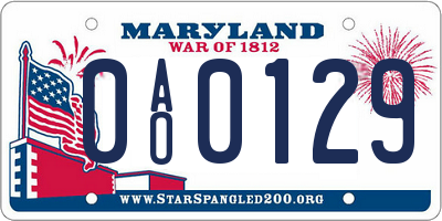 MD license plate 0AO0129
