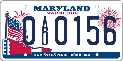 MD license plate 0AO0156