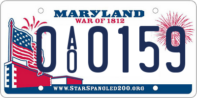 MD license plate 0AO0159