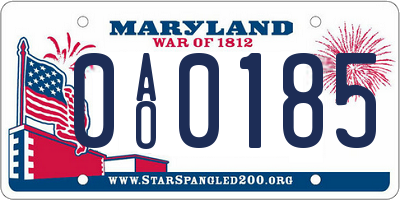 MD license plate 0AO0185