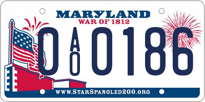 MD license plate 0AO0186