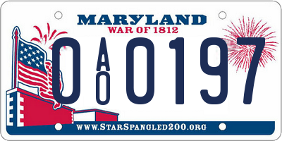 MD license plate 0AO0197
