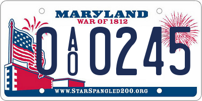 MD license plate 0AO0245