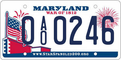 MD license plate 0AO0246