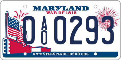MD license plate 0AO0293