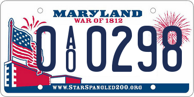 MD license plate 0AO0298