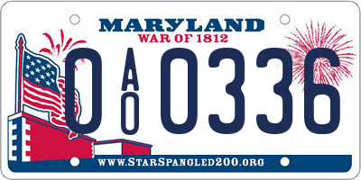 MD license plate 0AO0336