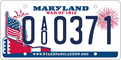 MD license plate 0AO0371
