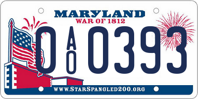 MD license plate 0AO0393