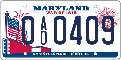 MD license plate 0AO0409