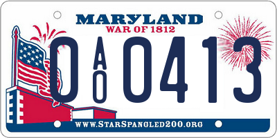 MD license plate 0AO0413