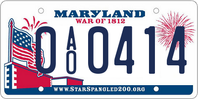 MD license plate 0AO0414