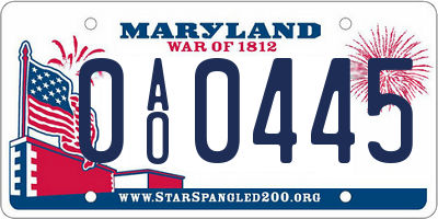 MD license plate 0AO0445