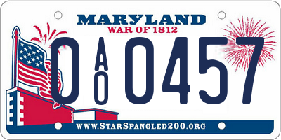 MD license plate 0AO0457