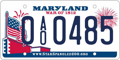 MD license plate 0AO0485