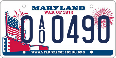 MD license plate 0AO0490