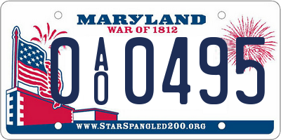 MD license plate 0AO0495