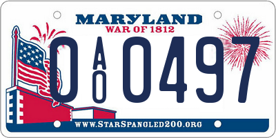 MD license plate 0AO0497