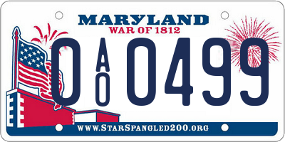 MD license plate 0AO0499