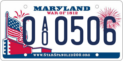 MD license plate 0AO0506