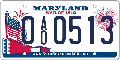 MD license plate 0AO0513
