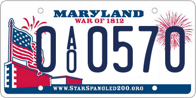 MD license plate 0AO0570